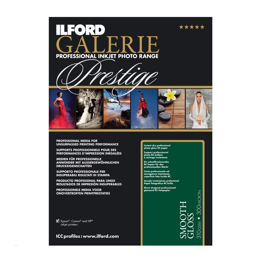 Carta Fotografica Ilford Galerie Prestige Smooth Pearl - A4, 310 G/m², Effetto Perlato, 100 Fogli, Per Stampe Professionali