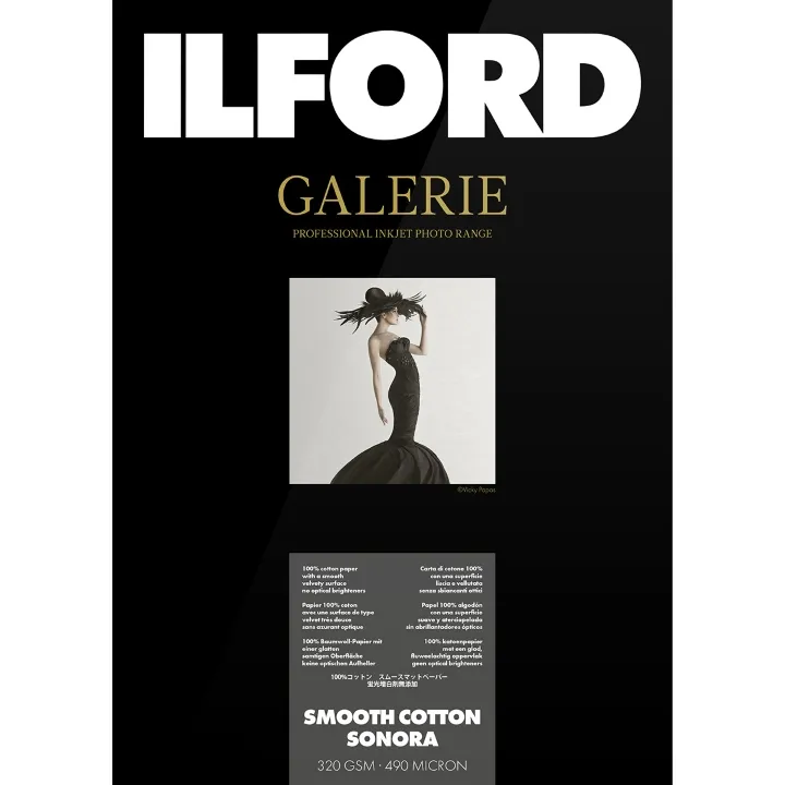 Ilford Galerie Smooth Cotton Sonora 320gsm A2 42cm x 59.4cm 25 sheets