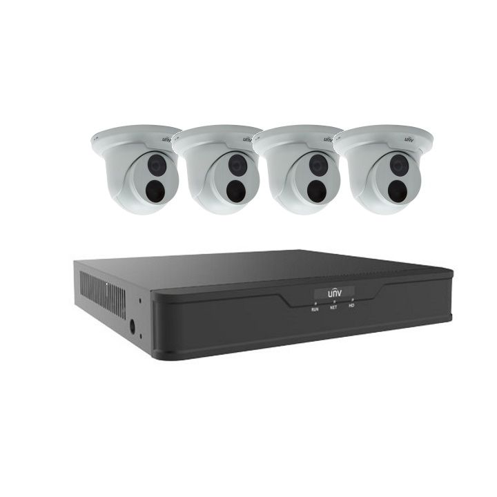Uniview 4K Easystar IQ 8ch NVR 4TB HDD,4 x 6mp Turret Cameras