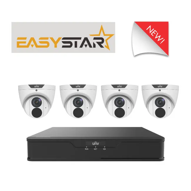 4 Channel Unv S3 NVR, 2TB HDD 4 x 6mp EasyStar Turrets