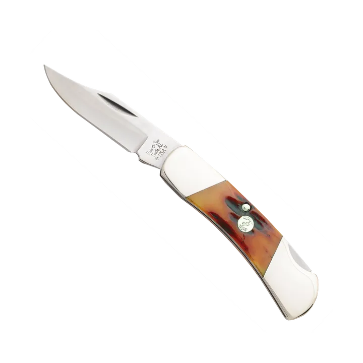 3" RED STAG BONE Lockback Upswept