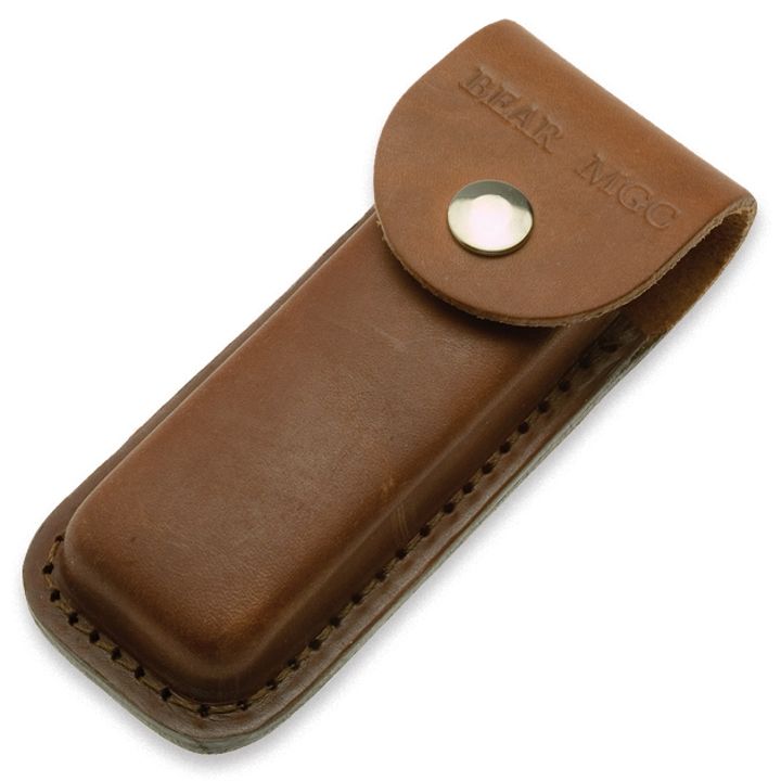 5" GENUINE INDIA STAG BONE PROF LOCKBACK WITH LEATHER SHEATH