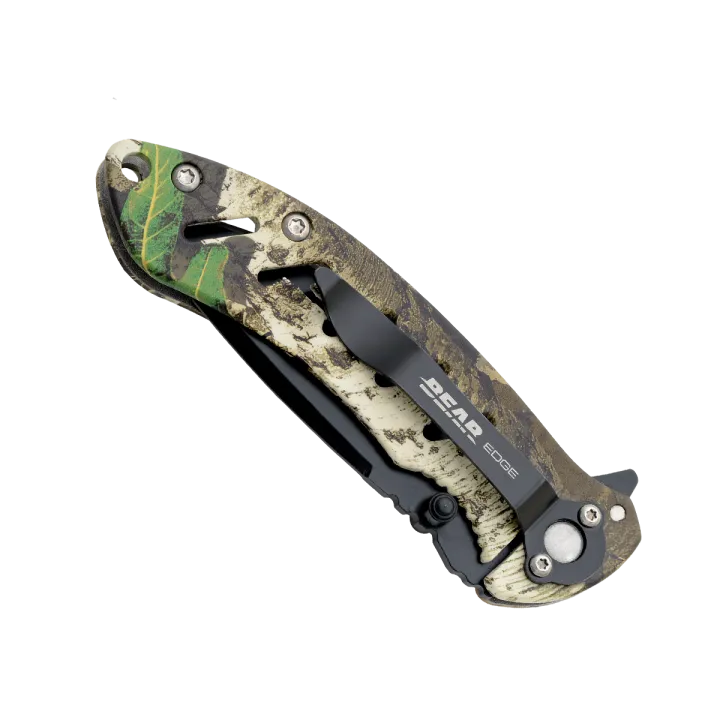 Bear Edge 4 1/4" Frame Lock Flip Knife - Camo Real tree